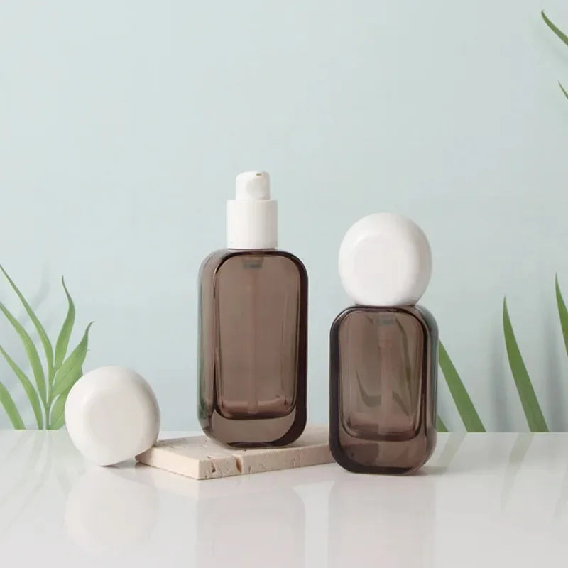New 30ml/50ml/100ml  Brown Glass Jar Spray Bottles Dispensing Bottle Cosmetic Container Refillable Bottle Pressed Dispensing