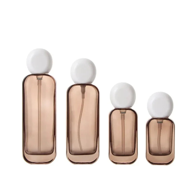 New 30ml/50ml/100ml  Brown Glass Jar Spray Bottles Dispensing Bottle Cosmetic Container Refillable Bottle Pressed Dispensing